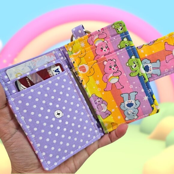 Handmade Care Bears Fabric Card Wallet with Keyring - Picture 8 of 9
